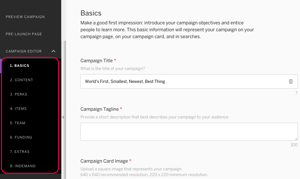 Create A Campaign Step By Step Indiegogo Help Center - 